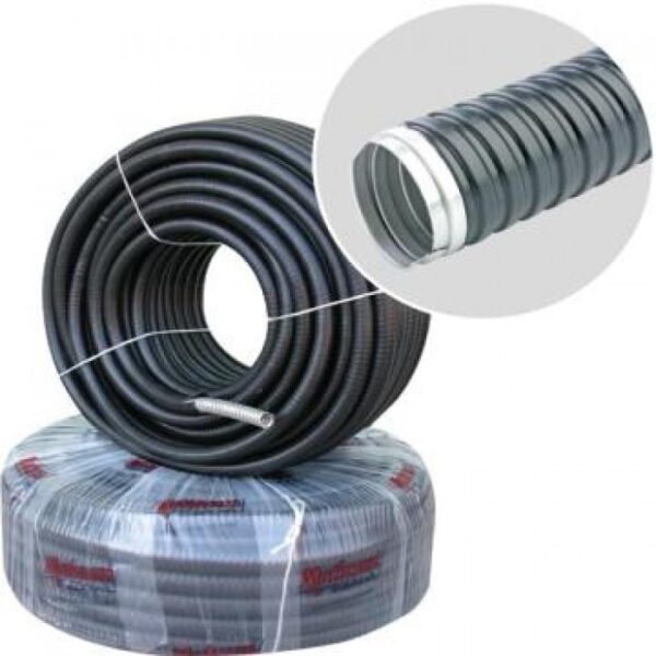 Метална гъвкава тръба от галванизирана стомана без тел, PVC покритие, 9 мм, 50 метра, IP68, производител Mutlusan.