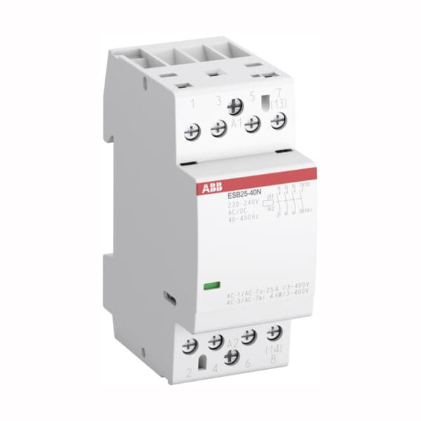 Инсталационен контактор ESB25-40N-06, 25А, 4 полюса, Uc=230V AC/DC, 1SAE231111R0640, производител ABB.