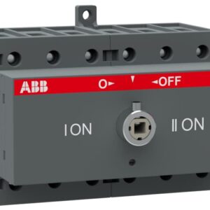 Трипозиционен разединител I-O-II комплект с клемна капачка 3P, 63 / 45A, 400V, IP20 на производител ABB.