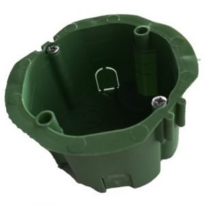 Съединителна конзолна кутия за мазилка с винтове полипропилен Ф70 мм H45 мм зелена с възможност за свързване.