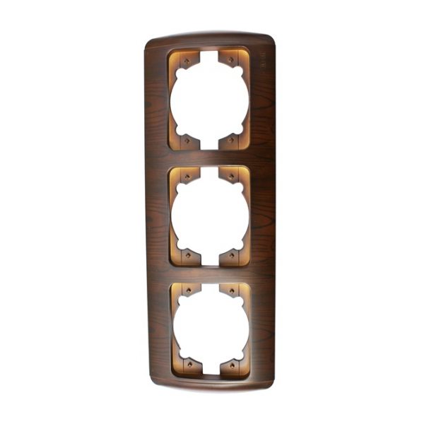 Вертикална тройна рамка ELBI серия Zirve Woodline стар орех - Контакти и ключове, Модулни