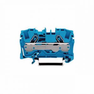 Пружинна редова клема TOPJOBS® 1 вход/1 изход, 6мм², синя, монтаж на DIN шина 35×15 и 35×7.5, производител Wago.