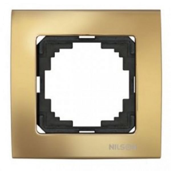 Луксозна метална рамка за ключове и контакти единична на Nilson серия TOURAN LUX златно