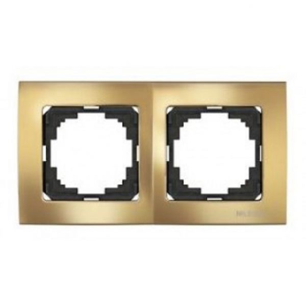 Луксозна метална рамка за ключове и контакти двойна на Nilson серия TOURAN LUX златно