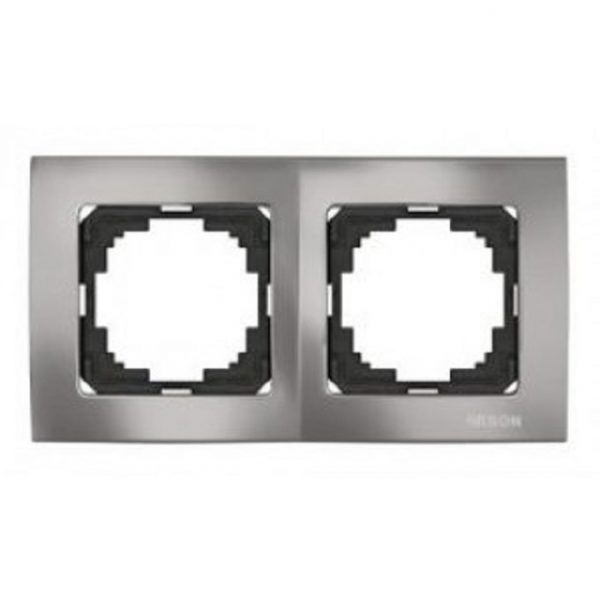 Луксозна метална рамка за контакти и ключове, двойна на Nilson серия Touran Lux черна