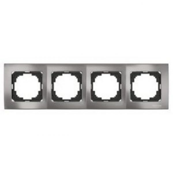 Метална четворна рамка за контакти, ключове, розетки и бутони серия Touran Lux черна производител Nilson.