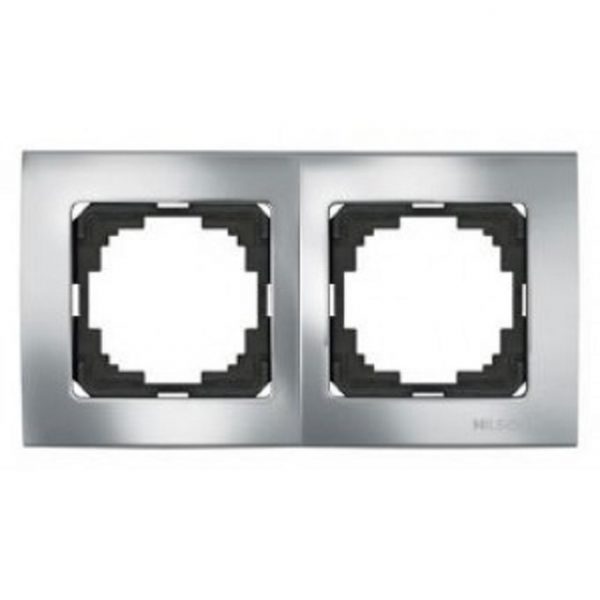 Луксозна метална рамка за ключове и контакти двойна на Nilson серия TOURAN хром