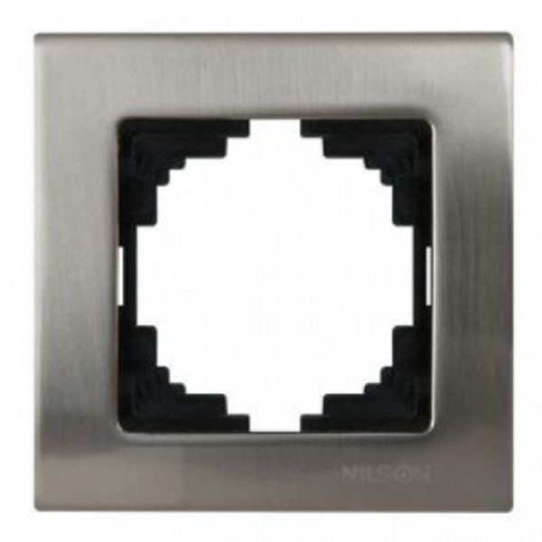 Луксозна метална рамка за ключове и контакти единична Nilson серия TOURAN сатен