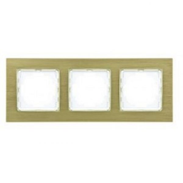 Луксозна алуминиева рамка за ключове и контакти тройна Nilson серия Alegra злато мат