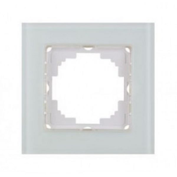 Луксозна стъклена рамка за ключове и контакти единична Nilson серия Alegra бял мат