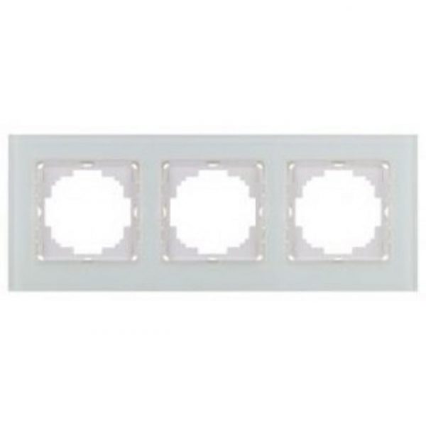 Луксозна стъклена рамка за ключове и контакти тройна Nilson серия Alegra бял мат