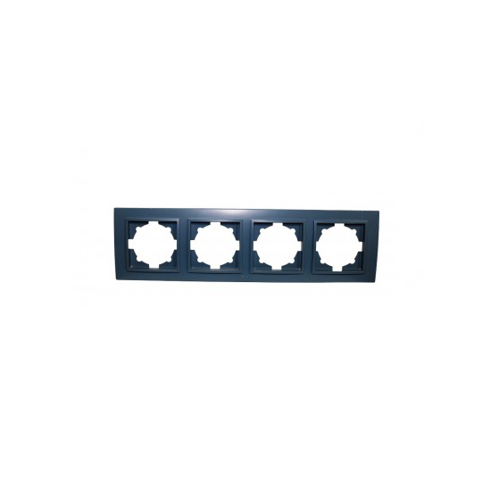 Рамка за ключове и контакти четворна хоризонтална тъмно синя серия Zena Colorline на производител EL-BI. - Контакти и ключове, Модулни
