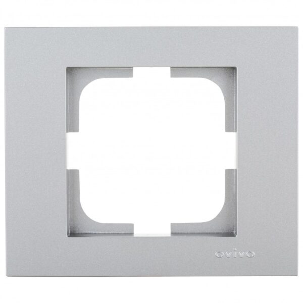 Единична хоризонтална рамка за контакти и ключове на Ovivo серия Grano сив металик