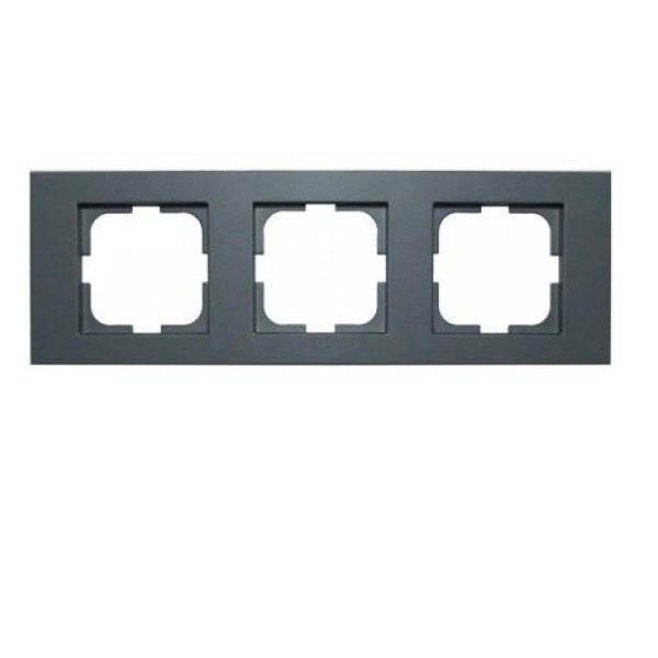 Рамка за ключове и контакти тройна хоризонтална серия GRANO черен металик на производител OVIVO - Контакти и ключове, Модулни