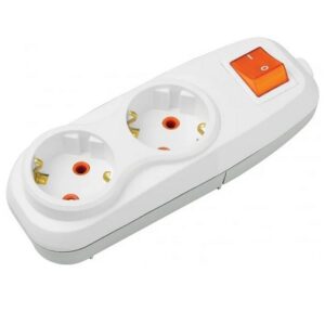 Бял разклонител Nilson с 2 гнезда и ключ, без кабел