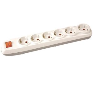 Бял разклонител Nilson с 6 гнезда и ключ, без кабел