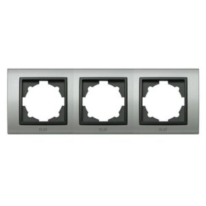 Тройна хоризонтална рамка ELBI Zena Platin инокс черно за 3 модула. Стилен дизайн и лесен монтаж, съвместима с всички механизми от серията.