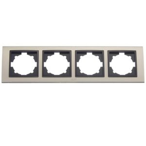 Четворна хоризонтална рамка ELBI Zena Platin инокс черно за 3 модула. Стилен дизайн и лесен монтаж, съвместима с всички механизми от серията.