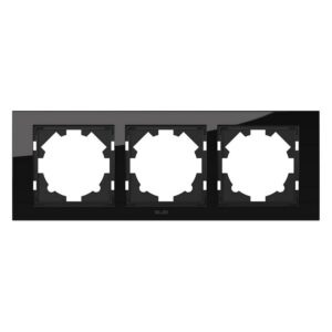 Тройна рамка ELBI Zena Platin перлено черно за 3 модула. Стилен дизайн и лесен монтаж, съвместима с всички механизми от серията Zena Platin.