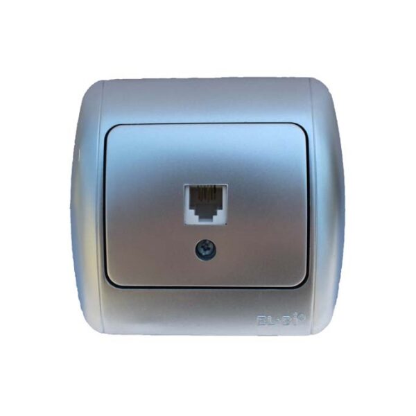 Телефонна розетка ELBI Zirve сива RJ11 cat3 T568A/B