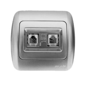 Двойна телефонна розетка ELBI Zirve сива 2xRJ11 cat3 T568A/B