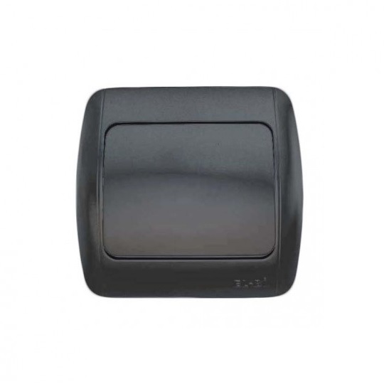 Единичен ключ ELBI Zirve Silverline черен, 10A 250V, IP20, за скрит монтаж