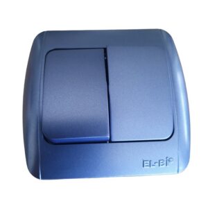 Двоен девиаторен ключ ELBI Zirve син, 10A, 220V, IP20. Подходящ за управление на осветление от две места. Здрав корпуса и надеждна работа.