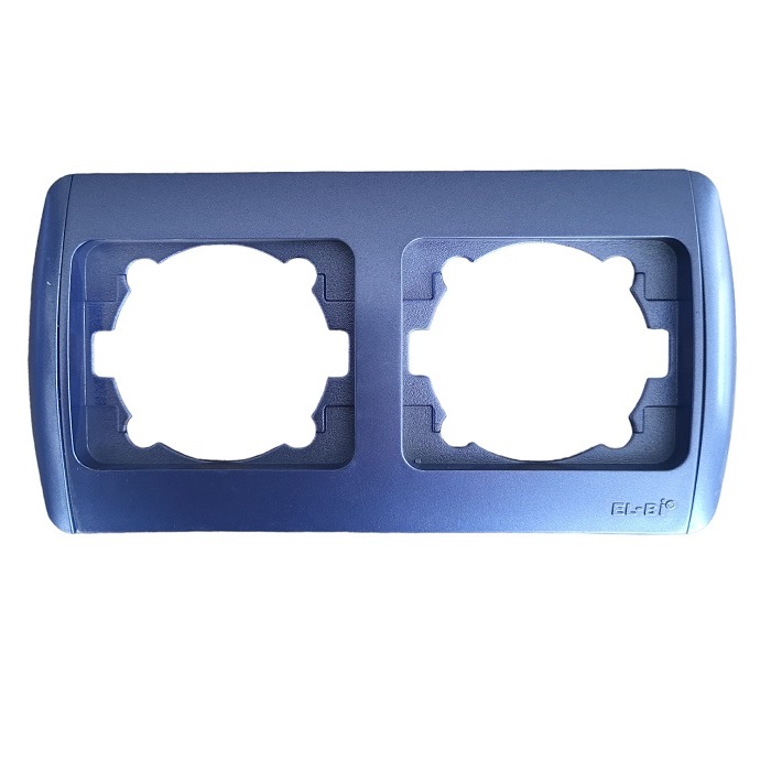Двойна хоризонтална рамка ELBI Zirve в син цвят. Подходяща за два модула, монтаж с щипки. Съвместима с всички устройства от серия Zirve.