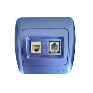 Телефонна и компютърна розетка ELBI Zirve синя IP20