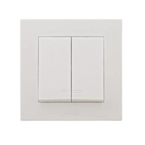 Двоен ключ ELBI NEO бял, 10A 220V, за скрит монтаж. Надеждно решение за управление на две осветителни вериги в дома или офиса.