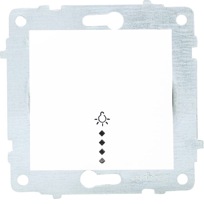 Стълбищен бутон с лед индикация модул механизъм и капак без рамка бял на Ovivo за серии Grano, Mina, Loft.