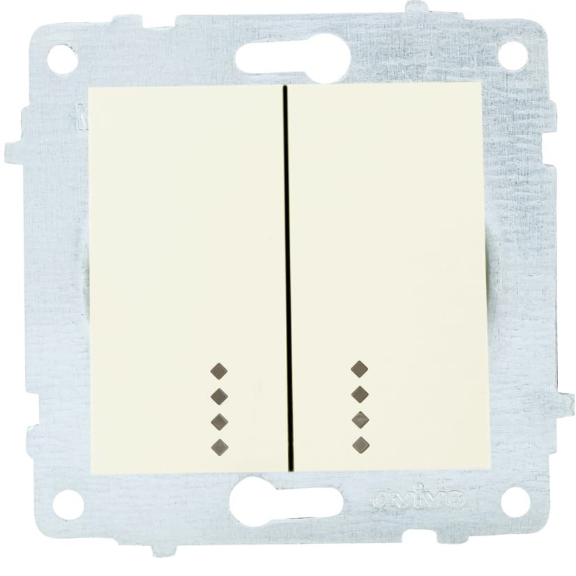 Двоен ключ с лед индикация модул механизъм и капак без рамка крем на Ovivo за серии Grano, Mina, Loft.