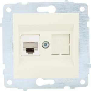 Компютърна розетка RJ45 CAT6 модул механизъм и капак без рамка крем на Ovivo за серии Grano, Mina, Loft.