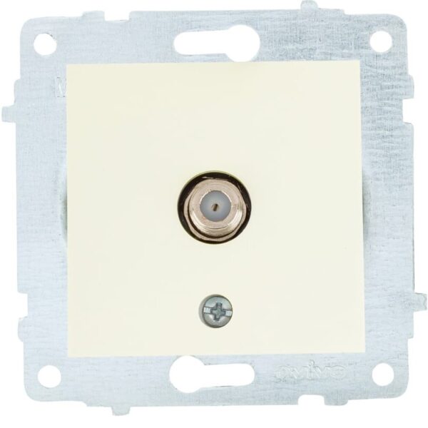 ТВ розетка SAT F connector модул механизъм и капак без рамка крем на Ovivo за серии Grano, Mina, Loft.