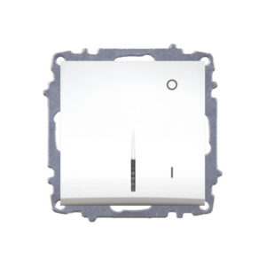 Двуполюсен ключ без рамка ELBI бял с LED индикация, 16A 250V, за скрит монтаж. Съвместим с рамки Zena или Vega – надеждно и безопасно решение.