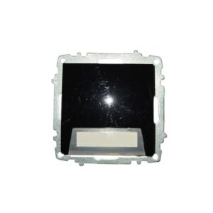 Звънчев бутон ELBI Zena Platin черен с етикет, 10A 250V, за скрит монтаж. Стилен и практичен избор, съвместим с рамките от серията Zena Platin.