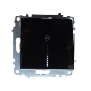 Девиаторен ключ ELBI Zena Platin с LED подсветка, черен, без рамка. Подходящ за управление на осветление от две места. Съвместим с всички рамки от серията.