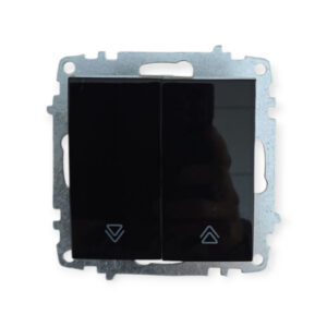 Ключ за щори/жалузи ELBI Zena Platin, черен, еднополюсен, 10A, 250V. Подходящ за скрит монтаж и съвместим с всички рамки от серията.