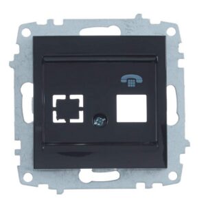 Телефонна розетка RJ11 cat3 T568A/B модул механизъм и капак без рамка ELBI Zena Platin черна