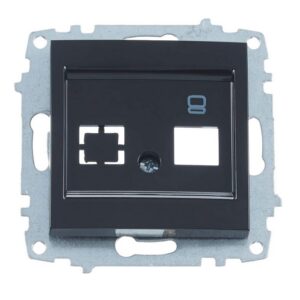 Компютърна розетка RJ45 Cat.6 UTP ELBI Zena Platin, черна, за скрит монтаж. Надеждна мрежова свързаност и съвместимост с всички рамки от серията.