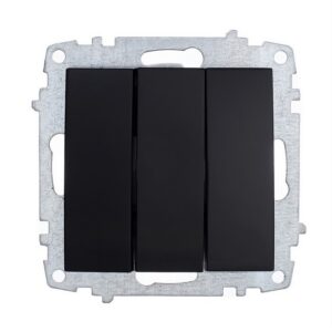 Троен ключ модул механизъм и капак без рамка серия ELBI Zena Platin черен