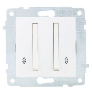 Двоен девиаторен ключ модул механизъм и капак без рамка бял на Ovivo серия Slim.