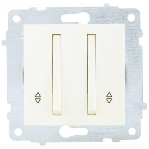 Двоен девиаторен ключ модул механизъм и капак без рамка крем на Ovivo серия Slim