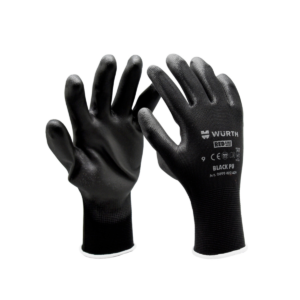 Тънки безшевни полиестерни ръкавици с полиуретаново покритие, размер 11, цвят черен, производител Wurth. Инструменти, Ръкавици