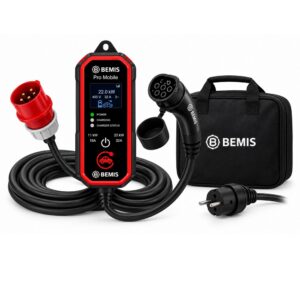 Преносимо зарядно устройство за електромобил Bemis Pro Mobile, трифазно, кабел 5 метра, 22kW, 16/32A, Type 2, с чанта и преходник