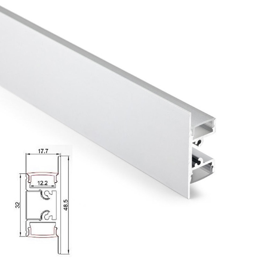 Алуминиев профил с разсейвател 48.5x35x17 мм за лед лента 2 метра LB Light.