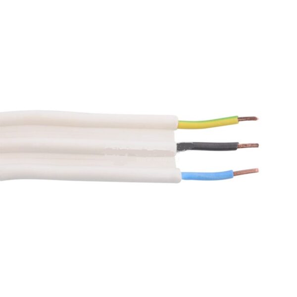 Мостов кабел ПВВ-Б1 3х2.5, бял, с три медни жила с цветна изолация, производител LB Light.