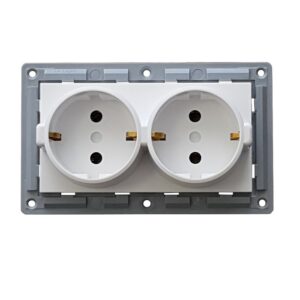 Контакт двоен без рамка 2x2P+E, 16А, 250V, бял на производител LB Light.