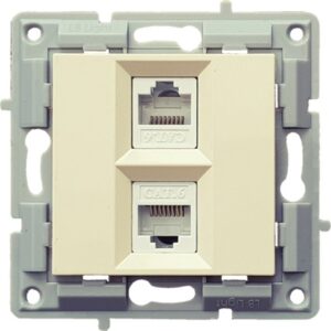 Телефонна и Компютърна розетка CAT6+CAT3 без рамка, крем на производител LB Light.