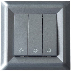 Троен стълбищен бутон 10А 250V Softline IP21 черен графит на производител LB Light. - Ключове, Контакти и ключове